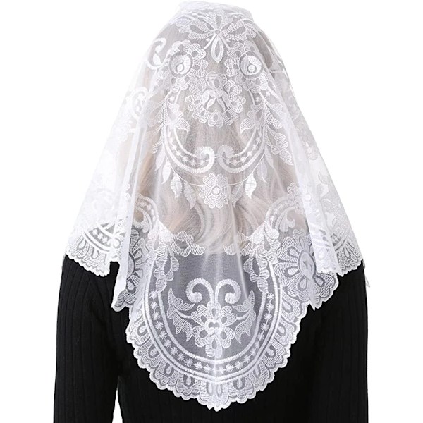 Spansk traditionel trekantsslør Sort og hvid kristen katolsk kirke slør til kvi grey on black
