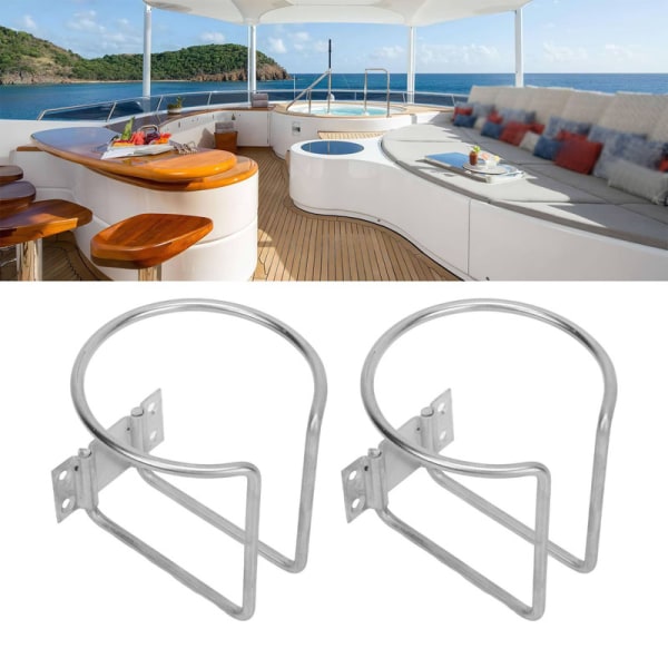 2-pack bärbar drinkmuggshållare i rostfritt stål för yacht och husbil