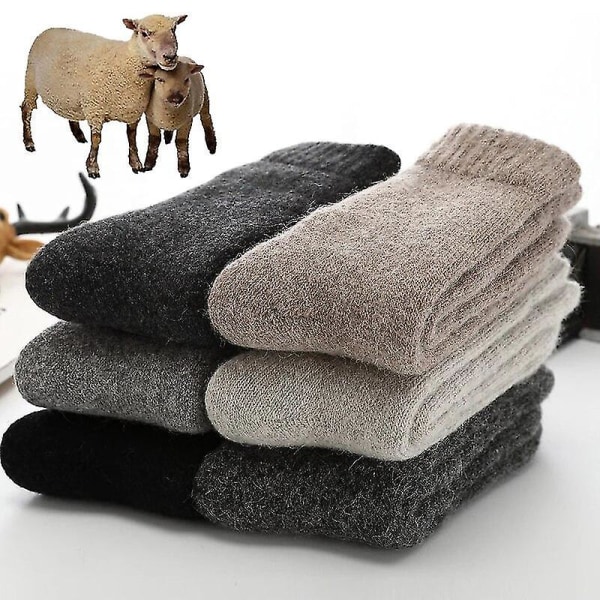 1 Par Vinter Tykke Varm Ull Herre Dame Sokker Herre Sokker Super Plysj Solid Sokker Merino Ull Sokker Jul mot kald snø Men-gray