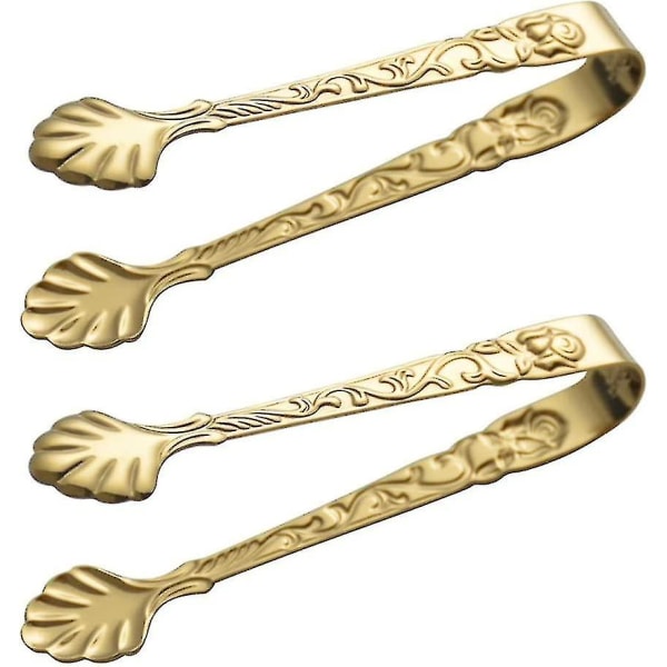 2 stykker Sockertång Rostfritt stål Ice Tangs Candy Bar Tång Ice Cube Tång Festdekorasjon gylden Gold