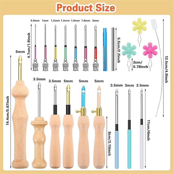 23 stk Punch Needle Kit, tre Punch Needle Sett Justerbar For Voksne Nybegynnerbroderi As Shown