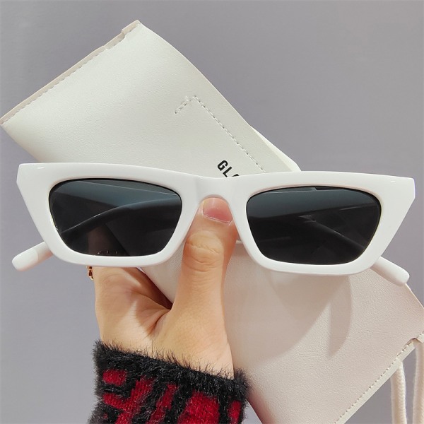 Hip-hop trendiga små fyrkantiga futuristisk solglasögon Gray frame with white frame