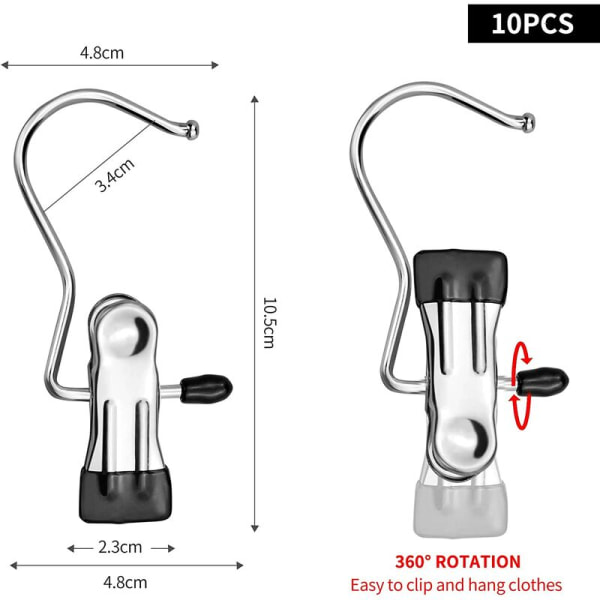 10-pack stövelkrokar - metall - halkfri - 360° rotation - för kläder, halsdukar, mössor - HARRY