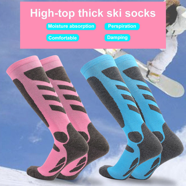 Farfi 1 par Knehøye skisokker Svetteabsorberende bomull Luftgjennomtrengelighet Tursokker for sport Pink M