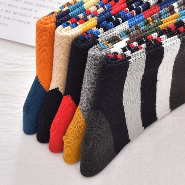 5 par sjove kjolestrømper til mænd Farverige, funky mønstrede bomuldsstrømper