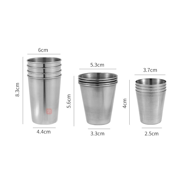Vinglasssett i rustfritt stål + 4 bærbare kopper 30/70/170 ml 70ml