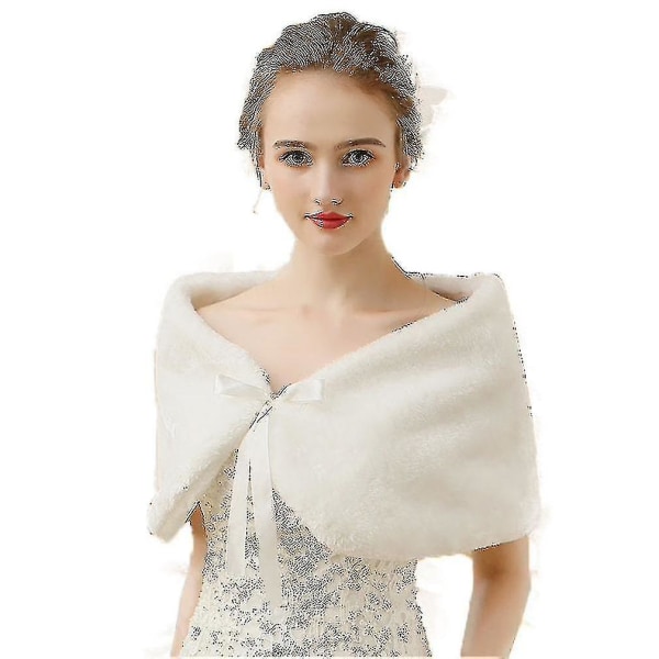 Vit fuskpäls Capelets Sjalar Mjuk Bröllop Bridal Shoulder Cape Wraps Tippet Stoles