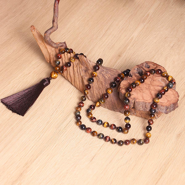108 Mala Beads kaulakoru, 8 mm luonnonkiveä Tiibetin rukoushelmiä