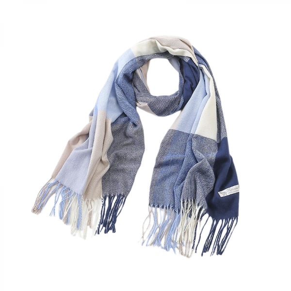 Shxx Lang ruteteteppe for kvinner Chunky Oversized Varmt skjerf for vinter/høst, stort tartanskjerf Wrap sjal A1017-121 Blue