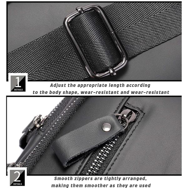 Multi-grid USB-skuldertaske til mænd Tyverisikring Kort rejsetaske til mænd Daglig brug Black