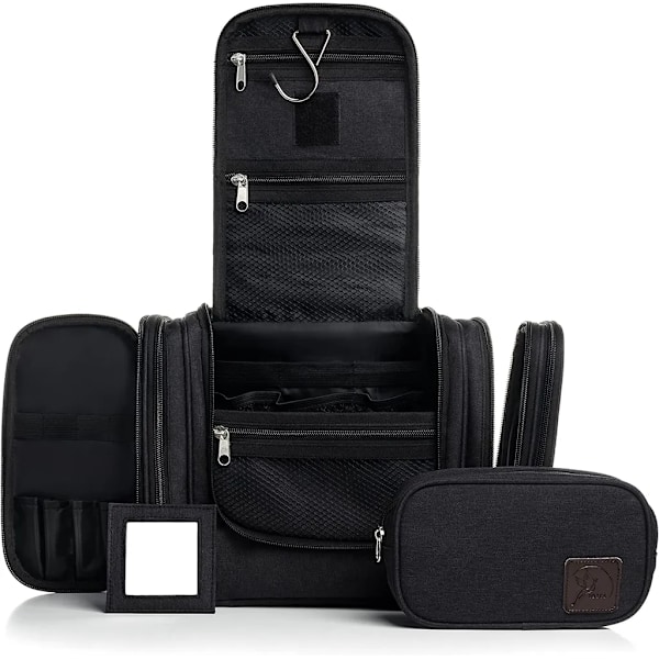 Toilet taske, unisex toilet taske, lille, sort - Hængbar toilet taske Black small