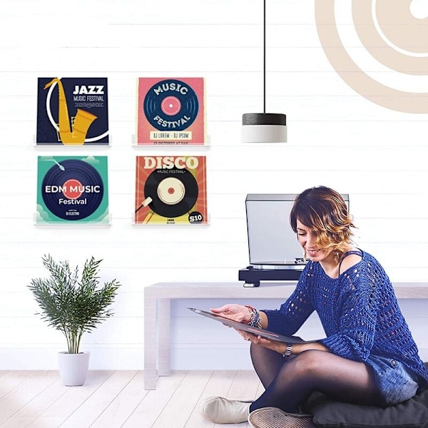 Vinyylilevy Seinähyllysetti 6 Kappaletta Albumipidike Seinälle Ripustettavaksi - Hylly Albumeille tai Lastenkirjoille