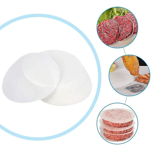 100 ST Runt foderpapir, fryst köttavskiljarpapir, non-stick dobbeltsidigt silikonpapir Round white 11.5CM