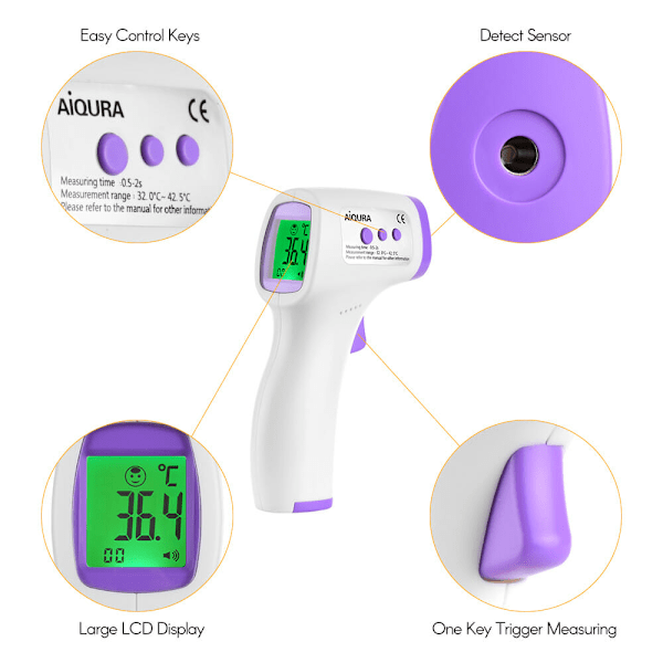 Non contact Febertermometer infraröd CE vit white