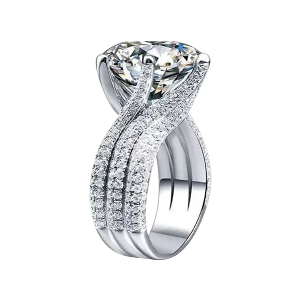 Kvinders Moissanite Ring Bryllupsring 925 Sterling Sølv Løfte Ring Lab lavet Diamond Club Cut Ring Silver 7