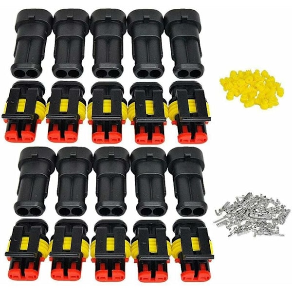 Vanntett kontakt 12V, elektrisk vanntett kontakt hann og hunnkontakt 1,5 mm tilkoblinger, vanntett elektrisk kabelkontakt for motorsykkel Au