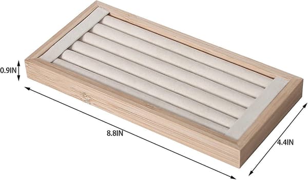 Bamburing Displaybricka for salg, ringholder stativ for utstilling, liten smykkeorganisator (beige)