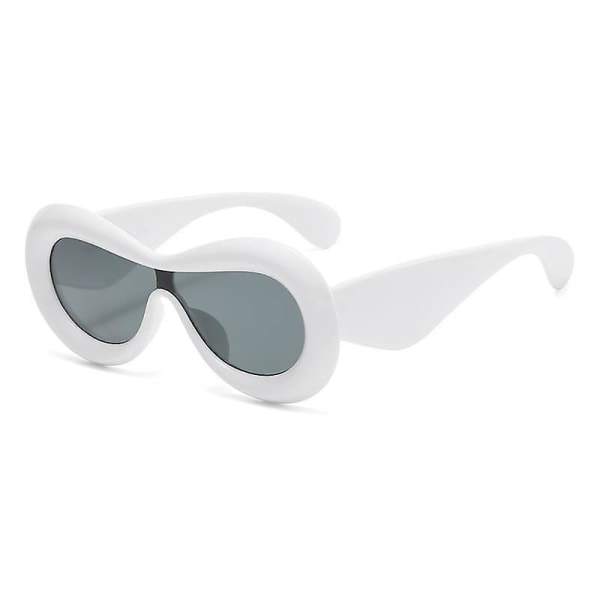 Solglasögon i ett stycke Sommar Solskyddat mode Män Dam Glasögon Personlig UV-säker Fashionabla Su White
