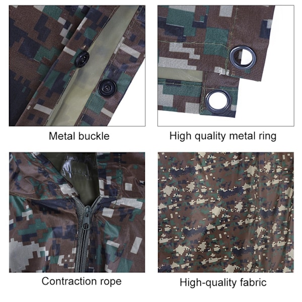 Militær Vanntett Hettelue Poncho for Camping, Fotturer og Utendørsaktiviteter