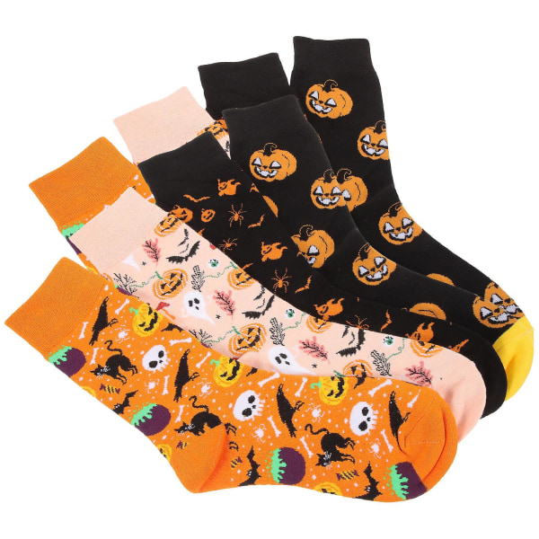 4 paria polvisukat Halloween-sukat Pitkät sukat korkeat sukat juhlalavaesitykseen As Shown 38X11cm