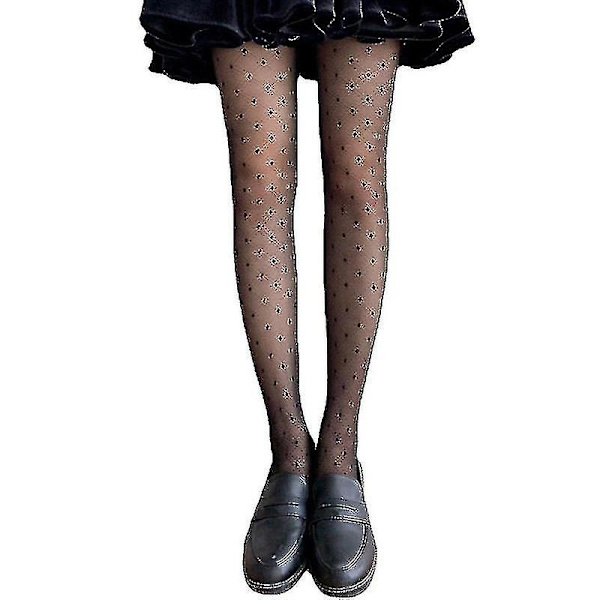 Kvinnor A Dot Transparent Strumpbyxor Fake Lace Top Thigh High Tights