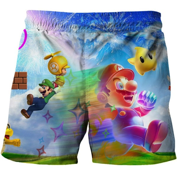 3D-printade Mario-shorts för barn, mellanstora och stora barn, casual tecknade strandshorts för pojkar No.1 110cm