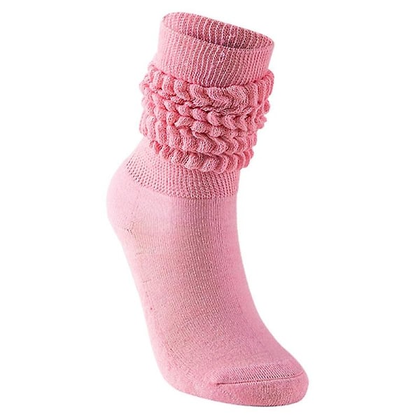 Kvinner Menn Flerfargede Slouch Boot Sokker Casual Ekstra Lang Løs Stablet Chunky Scrunch Knehøye Sokker Rynkete Bubble Leggvarmere Pink