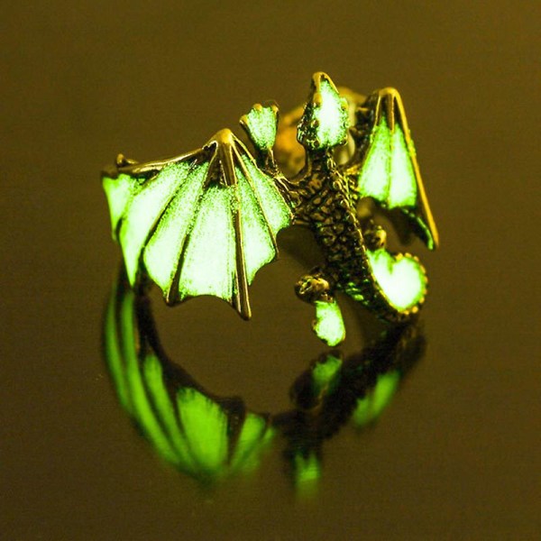 Justerbar Retro Glow In The Dark Luminous Dragons Ringer For Menn Dame Ringer 39