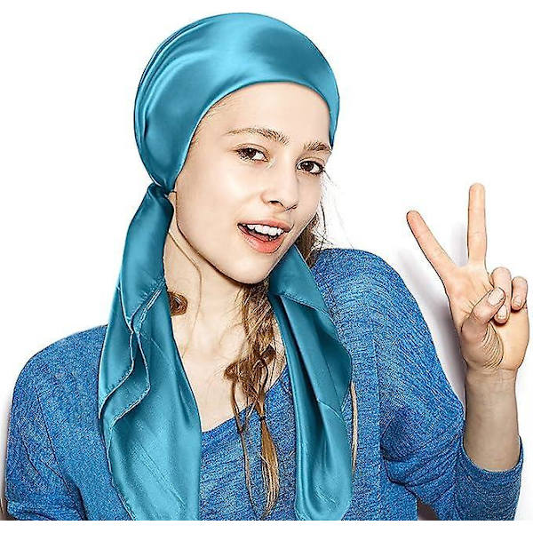 90*90cm Enfärgad Satin Square Scarf Mode Beach Dam Head Wrap navy