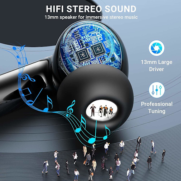 X500 Trådløse Bluetooth Høretelefoner - 30 timer C4U® ANC ENC BT 5.3 Black Svart