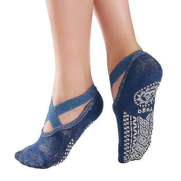 Yogastrømper i ankelmodel blue