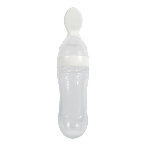 90 ml Silikon Babymatingsflaske med Skje - Frisk Mat Korn Squeezer (Hvit) White