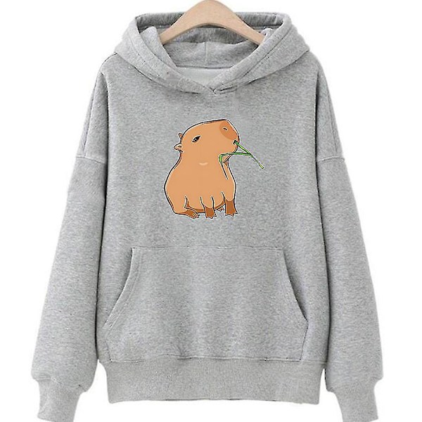 Funny Capybara Print Hoodie Women/men Kawaii Cartoon Tops Sweatshirt For Girls Unisex Fashion Harajuku Graphic Hooded Pullovers-G .i gray gray XL