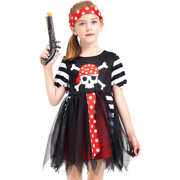 Piratdräkt för barn, maskeradkläder, festkläder, för pojkar och flickor Söt pirat Söt pirat 6-8 Jahre