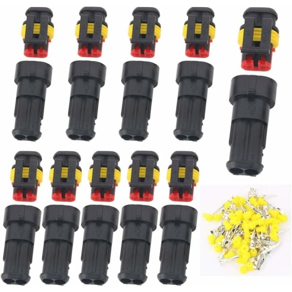 Vanntett kontakt 12V, elektrisk vanntett kontakt hann og hunnkontakt 1,5 mm tilkoblinger, vanntett elektrisk kabelkontakt for motorsykkel Au