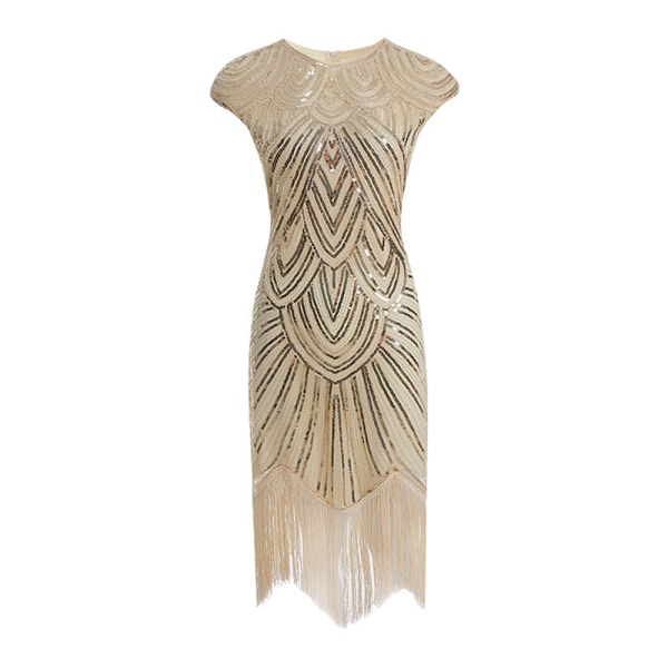 Vintage 1920-luvun Charleston-mekot naisille, kristallihelmillä koristeltu Great Gatsby -mekko, aprikoosi Apricot L