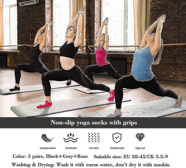 3 par Acsergery presentstrumpor för kvinnor, halkfria, perfekta för pilates
