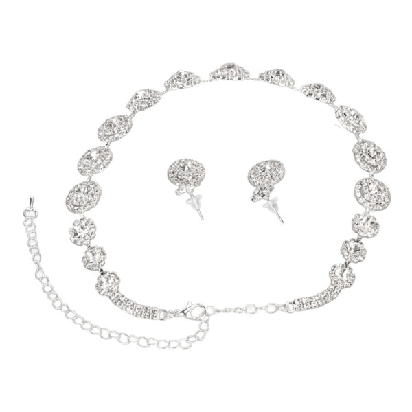 bröllop smycken Set Silver Bröllop Halsband Örhängen Strassi hänge Tillbehör Silver