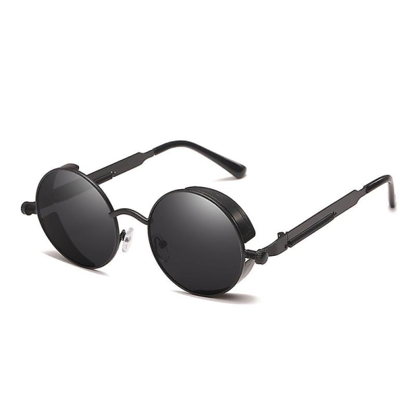Rund retro metalstel Steampunk polariserede solbriller til mænd og kvinder unisex med Uv400 beskyttelse