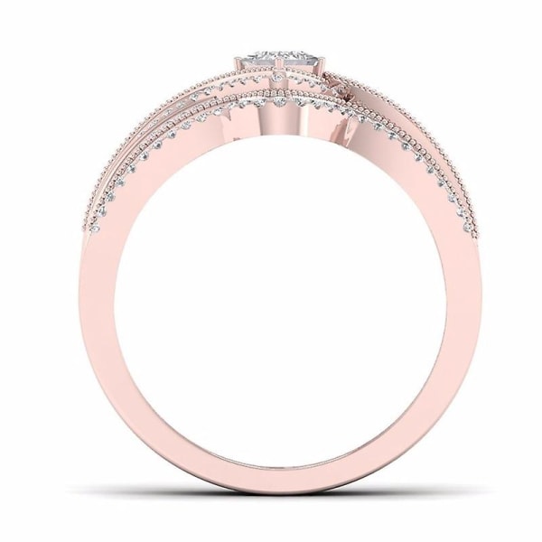 Fuld diamant mousserende ringe til kvinder pars søde legering smykker bryllup brude Silver CY604 Number 6