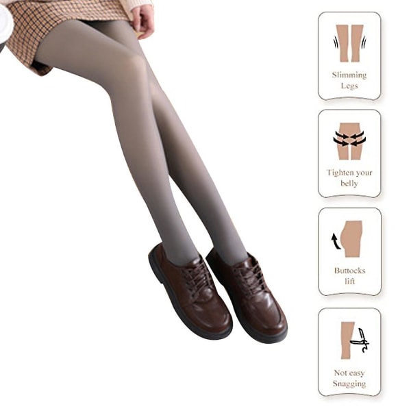 1 par feilfrie ben falske gjennomsiktig varm fleecestrømpebukse for kvinner, fleeceforede tightsbukser, høst- og vinterstrømpebukser