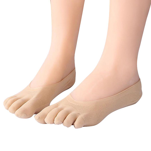 Running Five Fingers Invisible Liner Boat Bomull Ankel Toe strumpor för kvinnor damer Skin Color 6pcs