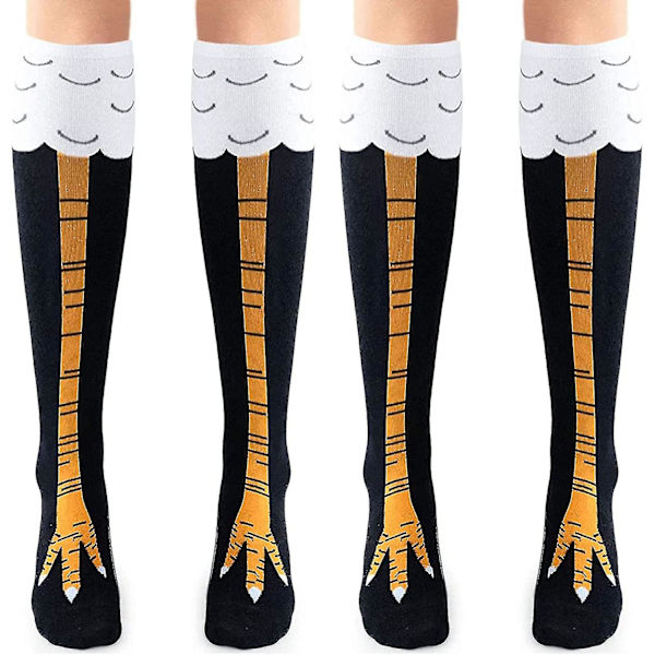 2 par kycklingfötter strumpor Nyhet roliga galna kycklingben strumpor kalkon strumpor Roliga presenter till fest Black Yellow Claw mid-calf