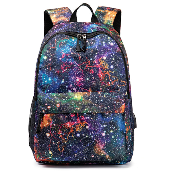 Stjernehimmel Ryggsekk USB Lading Mellomstadieveske colorful