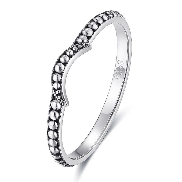 925 Silver Touch Musta yksinkertainen sormus Moon Zircon Ring Naisten Sormus