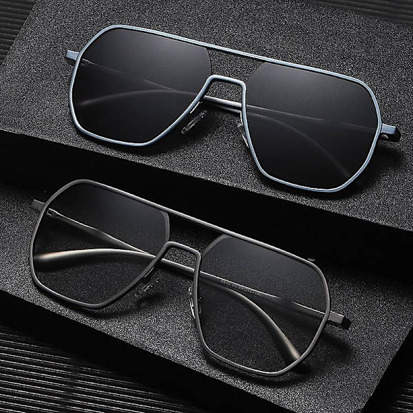 Polariserte solbriller Aluminium Magnesium Dag Natt Dobbel bruk Fargeskiftende briller Solbriller H Black frame Black Grey lens