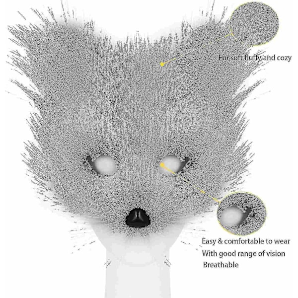 Fuskpäls Rävsvans Katt Varg Cosplay Set Plyschmask Fluffy Paw Handskar Halloween Jul-WELLNESS