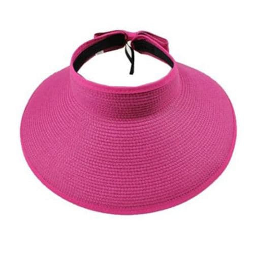 Kvinnors Roll Up Bred Bow Hat Cap Vikbart justerbart solskydd rose red