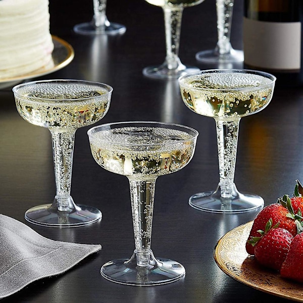 Nye engangsglass i plast for champagne - 20 stk. gjennomsiktige champagneglass i plast for fester