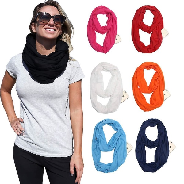 Enfärgad halsduk med dold ficka med dragkedja för kvinnor - Lätt  resehalslindning d7df | Fyndiq